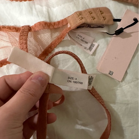 Complete Praline Lorna Lace Set Bra (36E) Suspender (NWT sz 4) Thong (sz 4) - Picture 6 of 7